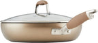 Anolon Advanced Hard Anodized Nonstick Deep Frying Pan/Skillet with Lid, 12 Inch, Aluminum, Bronze