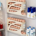 4-Tier Rolling Egg Storage Container for Refrigerator Holds 30 Eggs Organizer Rack Large Capacity Kitchen & Fridge Storage Box