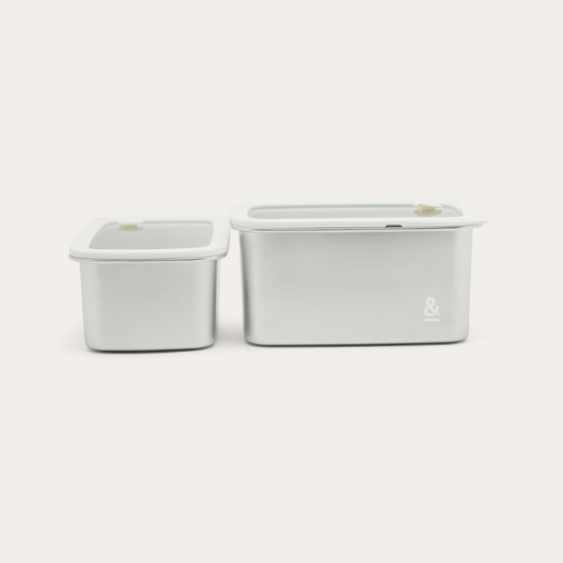 Rectangle Stainless Steel and Glass Containers | 2pk
