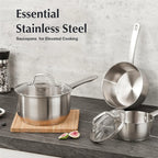 KOCH SYSTEME CS 1 Quart Stainless Steel Saucepan with Lid Premium Steel Sauce Pan Milk Pot Uncoated Cooking Pot Small Sauce Pot Induction Ready Oven Safe