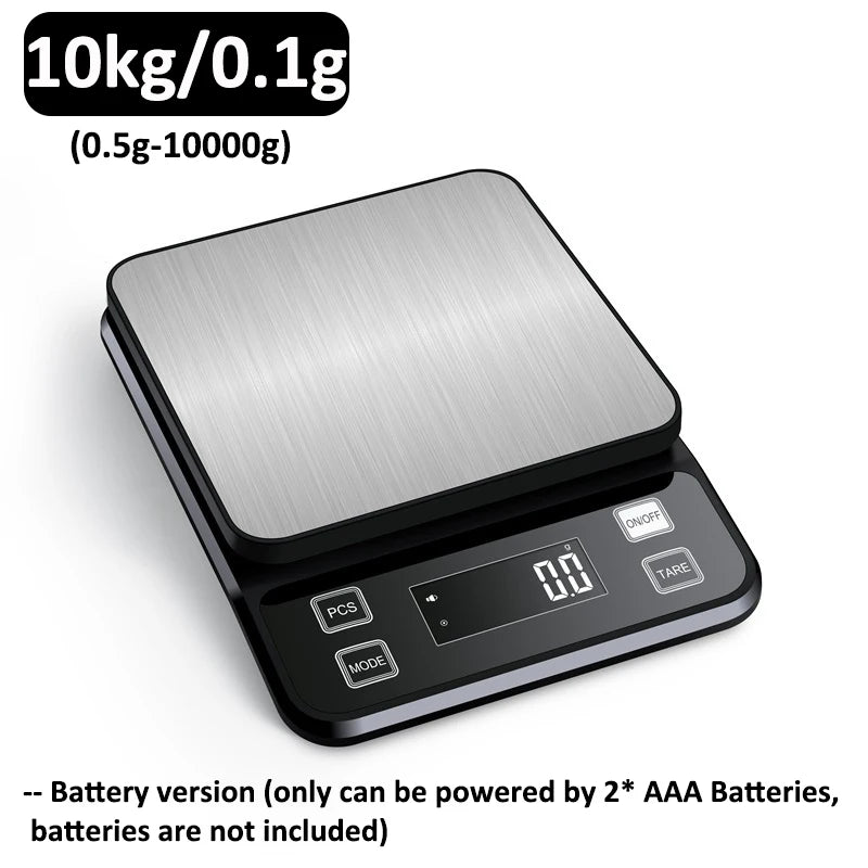 3/5/10kg 0.1g Digital Electronic Kitchen Scale LCD Display Fully Waterproof Stainless Steel Measuring Weighing Baking Tool