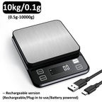 3/5/10kg 0.1g Digital Electronic Kitchen Scale LCD Display Fully Waterproof Stainless Steel Measuring Weighing Baking Tool