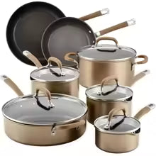 Anolon Advanced Hard Anodized Nonstick Deep Frying Pan/Skillet with Lid, 12 Inch, Aluminum, Bronze