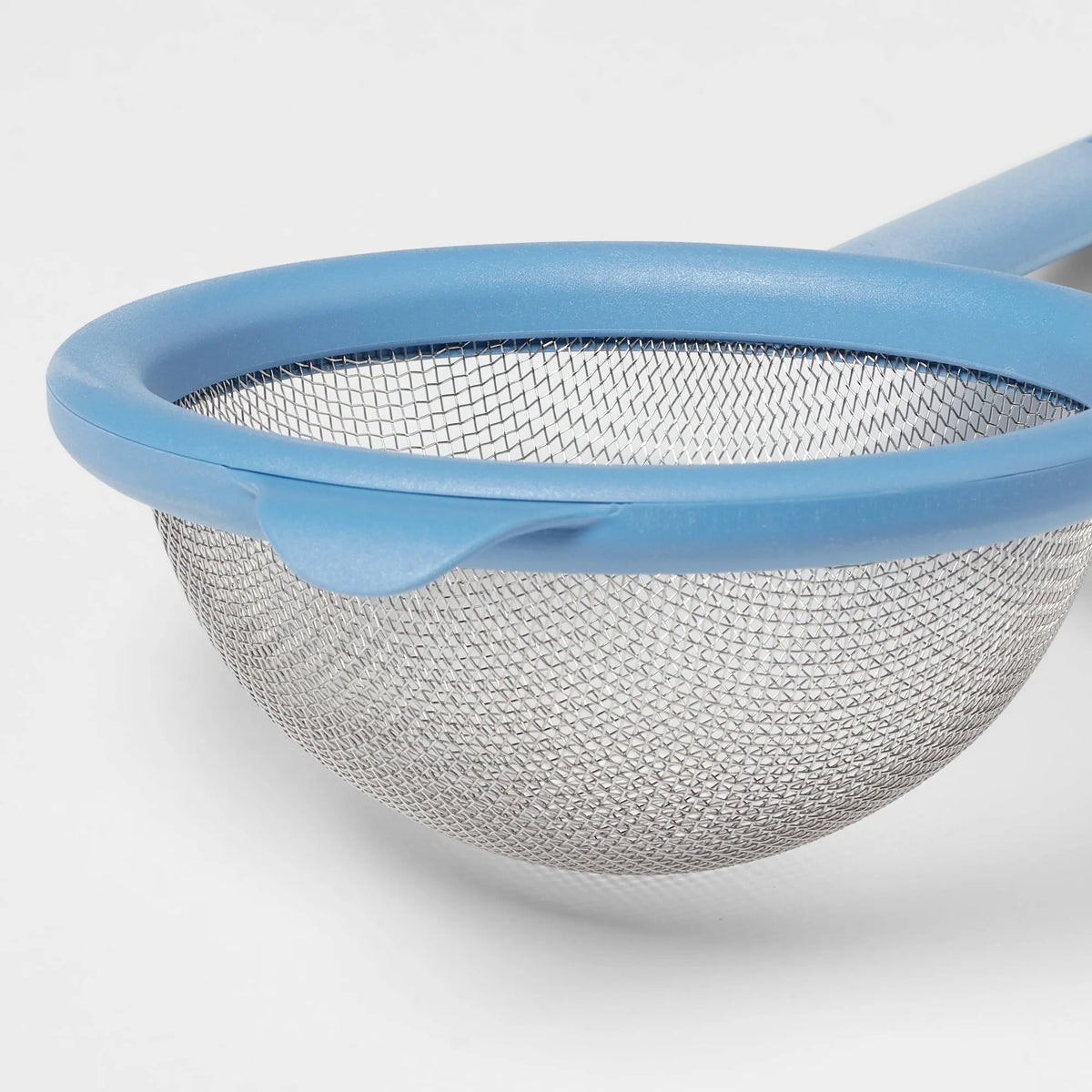 3pc Strainer Set Blue Plastic Body Stainless Steel Mesh For Kitchen Pasta Fruit Washing Easy Draining