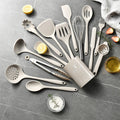 15Pcs Khaki Food Grade Silicone Kitchen Cookware Utensils Turner Spatula Soup Spoon Practical Cooking Tool Kitchenware Set