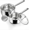 Sauce Pan Set, 1.5 QT & 2 QT Saucepan with Lid, Metal Utensils Safe, No Coating (PFAS/PFOA/PTFE Free), Dishwasher-Friendly, Oven-Safe Up to 900°F, Induction Ready
