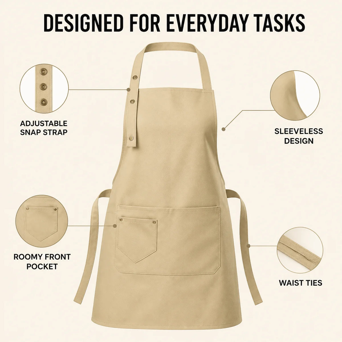 Durable Canvas Chef Apron with 2 Pockets Waterproof Work Apron for Cooking Grilling Painting Tasks Top Rated 2026