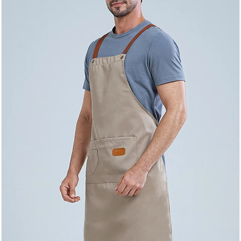 Kitchen Apron Waterproof Cross Adjustable Webbing Restaurant Bar Barbershop Work Apron