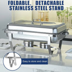 Chafing Dish Buffet Set 8QT Electric Stainless Steel 2/4/6Pack Full Size Pans Food Warmer Chafing Fuel Holder for Party Catering