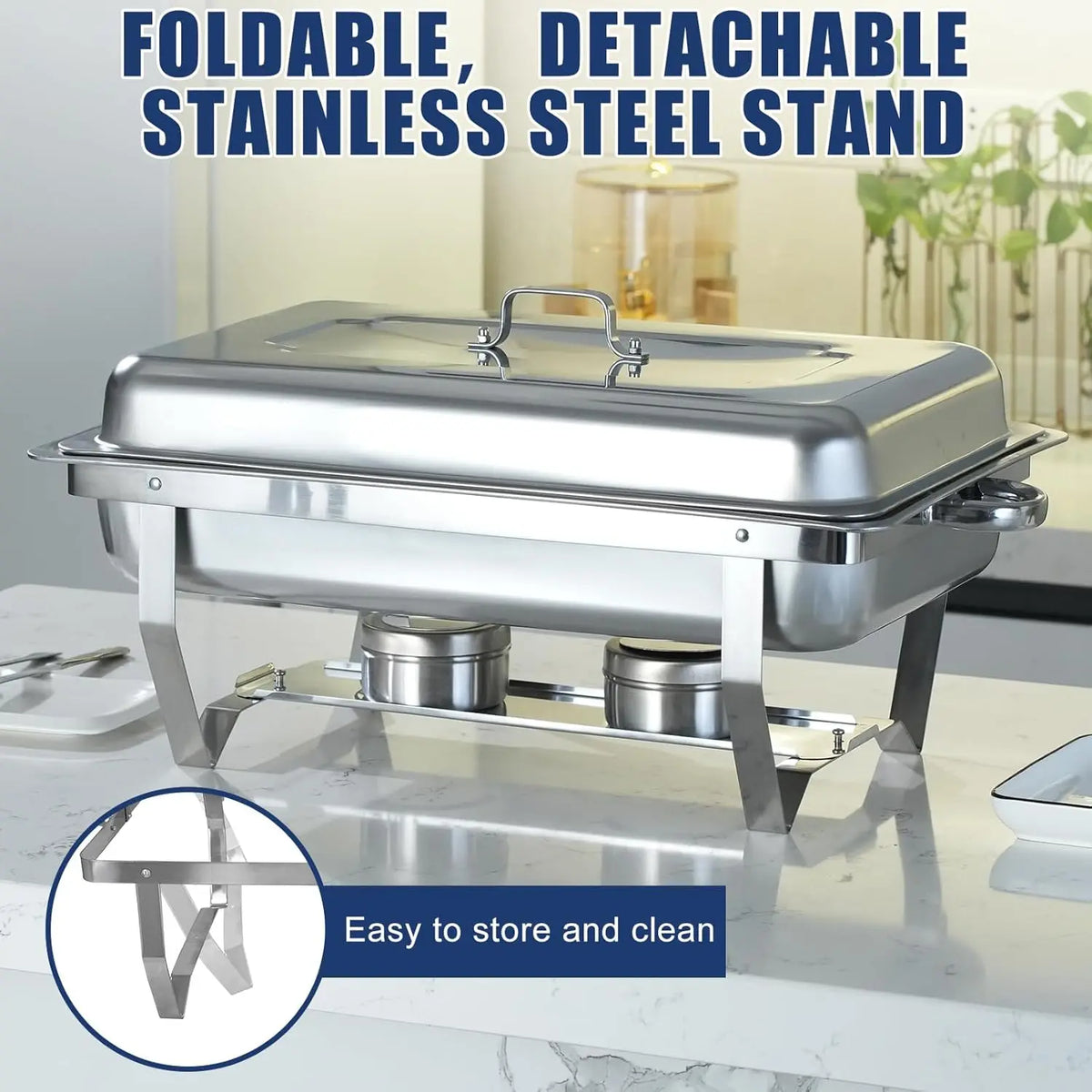 Chafing Dish Buffet Set 8QT Electric Stainless Steel 2/4/6Pack Full Size Pans Food Warmer Chafing Fuel Holder for Party Catering