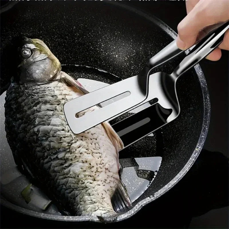 Stainless Steel Frying Shovel Clip Multifunctional Steak BBQ Tongs Frying Fish Spatula Clip Household Kitchen Tool Bread Clip