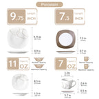 VEWEET 30-Piece Porcelain Ceramic Kitchen Dinner Plate Set with 6pcs Dessert Plates/Soup Plates/Dinner Plates/Cups/Saucers