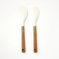 2PK Mini Spatula Set Acacia Wood And Silicone Cream Spatulas for Kitchen And Cooking