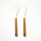 2PK Mini Spatula Set Acacia Wood And Silicone Cream Spatulas for Kitchen And Cooking