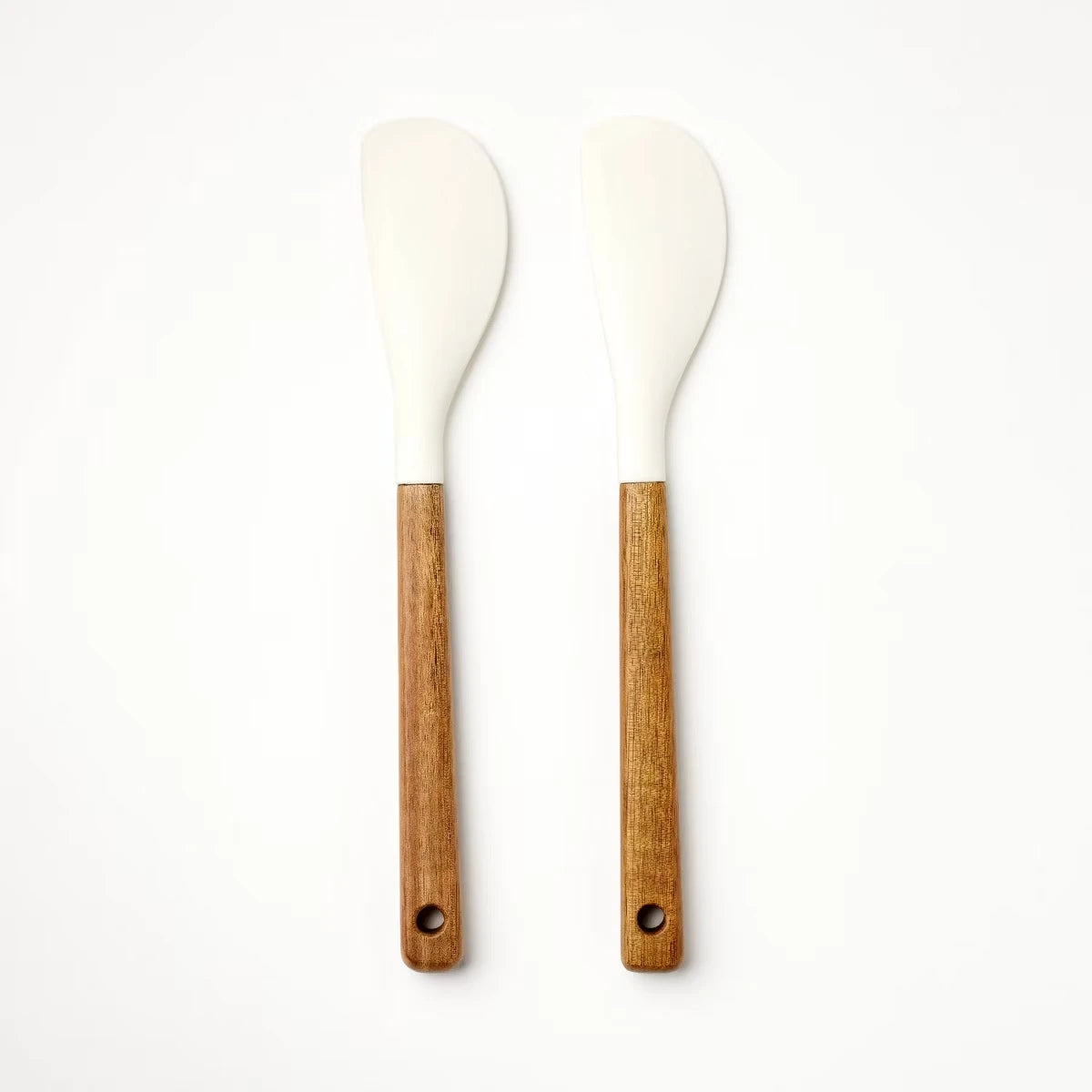 2PK Mini Spatula Set Acacia Wood And Silicone Cream Spatulas for Kitchen And Cooking