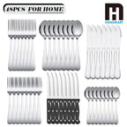 KOOMADE 48Pcs Stainless Steel Cutlery Set Steak Knives Included Mirror Polished Flatware Set Dinner Knife Fork Spoon Tableware Kitchen Utensils Dishwasher Safe For Home Restaurant Party