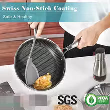 Professional Honeycomb Nonstick Stainless Steel Frying Pan with Lid