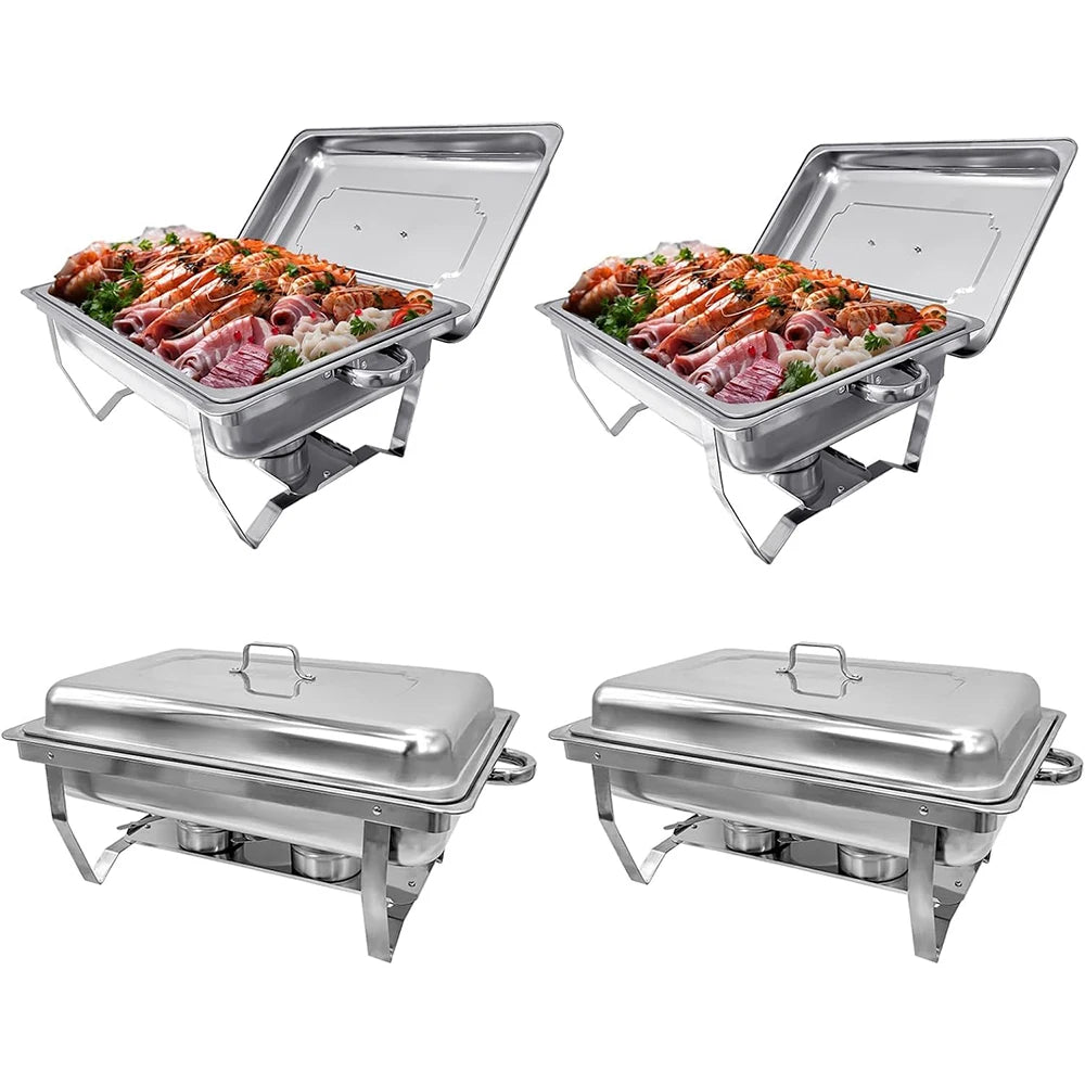 Chafing Dish Buffet Set 8QT Electric Stainless Steel 2/4/6Pack Full Size Pans Food Warmer Chafing Fuel Holder for Party Catering