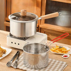 Deep Fryer Pot Clean Minimalist 304 Stainless Steel Deep Fryer Strainer Basket Food Tongs Wooden Handle For Frying Fish Chicken Wings French Fries Shrimp Kitchen Cooking Essentials Housewarming Gift Christmas Decor