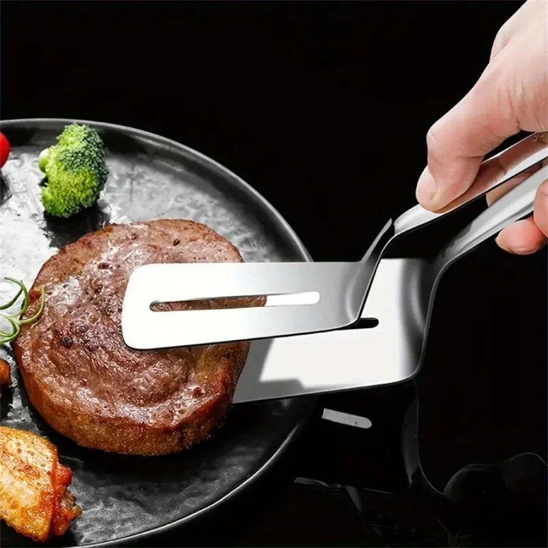 Stainless Steel Frying Shovel Clip Multifunctional Steak BBQ Tongs Frying Fish Spatula Clip Household Kitchen Tool Bread Clip