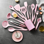 15Pcs Khaki Food Grade Silicone Kitchen Cookware Utensils Turner Spatula Soup Spoon Practical Cooking Tool Kitchenware Set