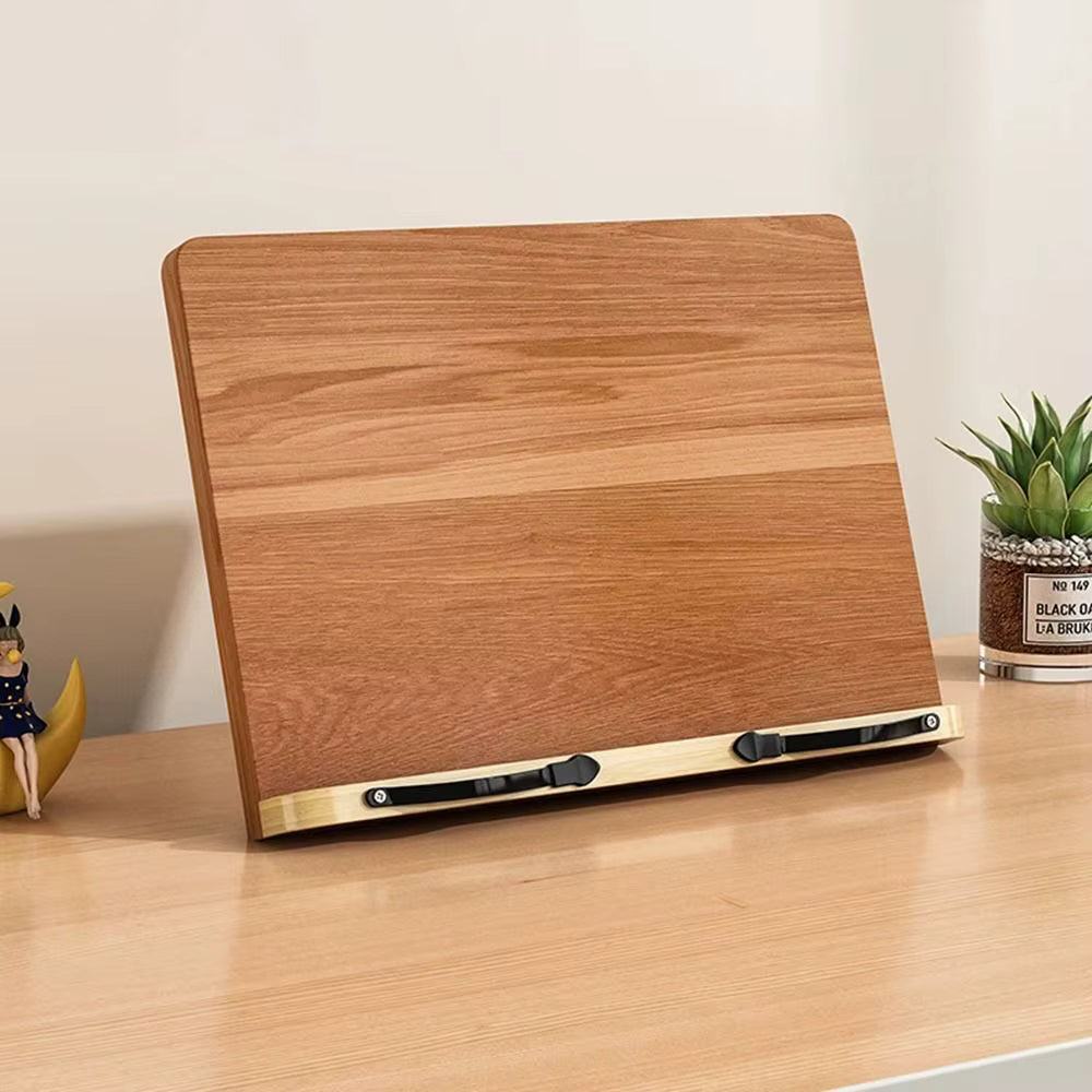 Bamboo Recipe Book Stand, Adjustable Book Holder, Cookbook Stand, Reading Desk Portable Stable, Lightweight Bookstand