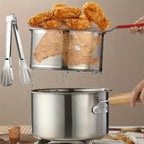 Deep Fryer Pot Clean Minimalist 304 Stainless Steel Deep Fryer Strainer Basket Food Tongs Wooden Handle For Frying Fish Chicken Wings French Fries Shrimp Kitchen Cooking Essentials Housewarming Gift Christmas Decor