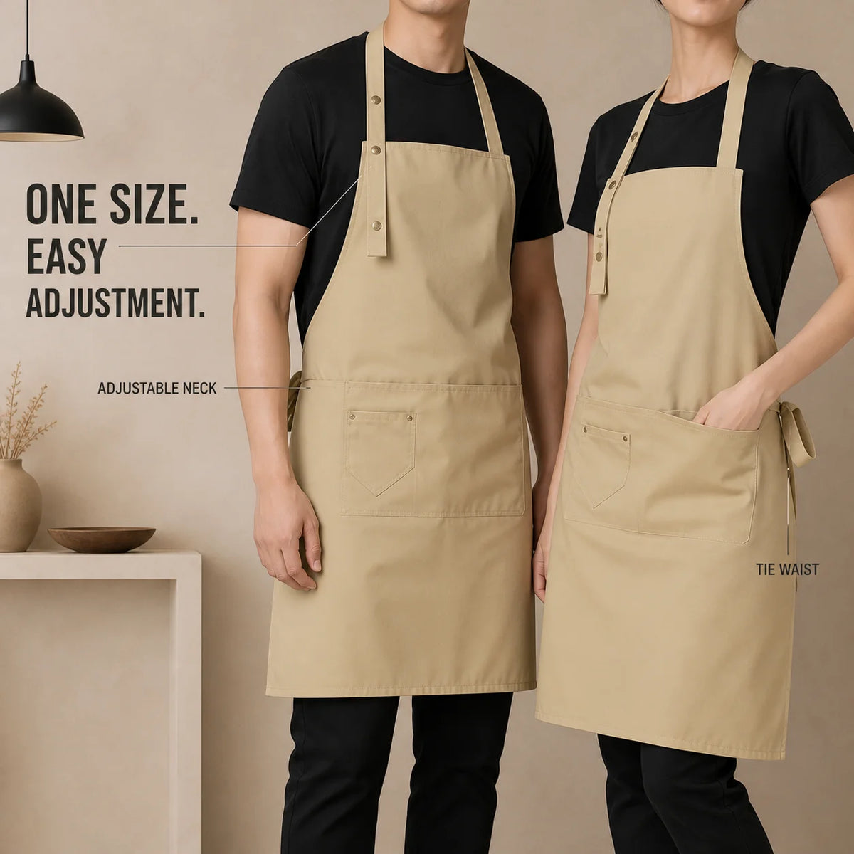 Durable Canvas Chef Apron with 2 Pockets Waterproof Work Apron for Cooking Grilling Painting Tasks Top Rated 2026