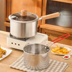 Deep Fryer Pot Clean Minimalist 304 Stainless Steel Deep Fryer Strainer Basket Food Tongs Wooden Handle For Frying Fish Chicken Wings French Fries Shrimp Kitchen Cooking Essentials Housewarming Gift Christmas Decor