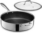 5.5 Quart Hybrid Nonstick Deep Sauté Frying Pan with Lid, Dishwasher and Oven-Safe, Induction Ready Compatible with All Cooktops