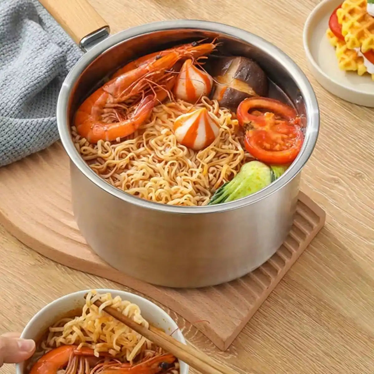 Deep Fryer Pot Clean Minimalist 304 Stainless Steel Deep Fryer Strainer Basket Food Tongs Wooden Handle For Frying Fish Chicken Wings French Fries Shrimp Kitchen Cooking Essentials Housewarming Gift Christmas Decor