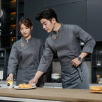 Pro Chef Coat Long Sleeve Durable Kitchen Workwear with Pockets Breathable Black Uniform for Restaurant  Cafe Catering Staff