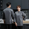 Pro Chef Coat Long Sleeve Durable Kitchen Workwear with Pockets Breathable Black Uniform for Restaurant  Cafe Catering Staff