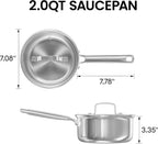 Sauce Pan Set, 1.5 QT & 2 QT Saucepan with Lid, Metal Utensils Safe, No Coating (PFAS/PFOA/PTFE Free), Dishwasher-Friendly, Oven-Safe Up to 900°F, Induction Ready