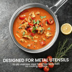 Sauce Pan Set, 1.5 QT & 2 QT Saucepan with Lid, Metal Utensils Safe, No Coating (PFAS/PFOA/PTFE Free), Dishwasher-Friendly, Oven-Safe Up to 900°F, Induction Ready