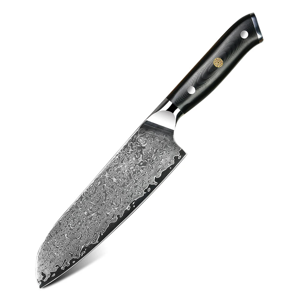AMBER Japanese Kitchen Knife 67 Layer VG10 Damascus Steel Chef Knife Black G10 Handle Cleaver Steak Sushi Santoku Knives Cooking