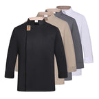 Pro Chef Coat Long Sleeve Durable Kitchen Workwear with Pockets Breathable Black Uniform for Restaurant  Cafe Catering Staff