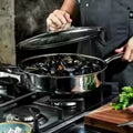 5.5 Quart Hybrid Nonstick Deep Sauté Frying Pan with Lid, Dishwasher and Oven-Safe, Induction Ready Compatible with All Cooktops