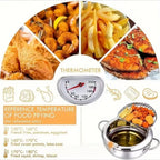 Stainless Steel Frying Pan with Lid, Temperature Control & Oil Drip Rack, Multi-Use Skillet for Frying Chips, Chicken, Compatible with Gas & Induction Cooktops