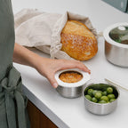 Round Stainless Steel and Glass Dip Bowls