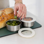 Round Stainless Steel and Glass Dip Bowls