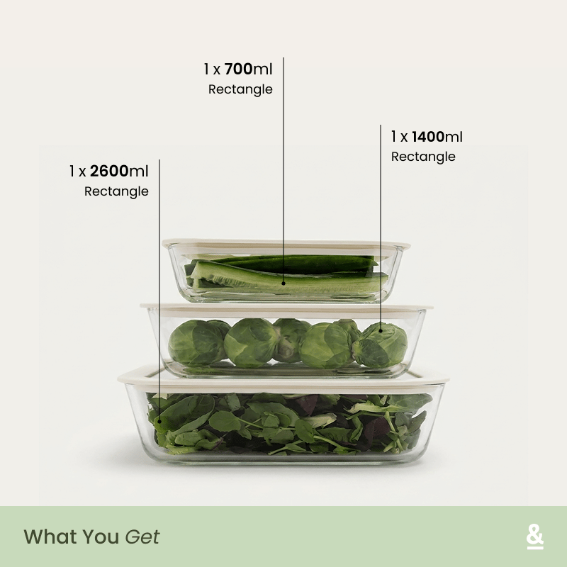 Glass Food Containers | Rectangle Mixed 3pk