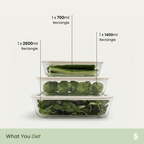 Glass Food Containers | Rectangle Mixed 3pk