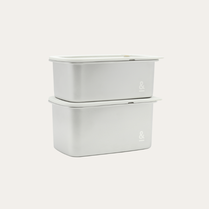 Rectangle Stainless Steel and Glass Containers | 2pk