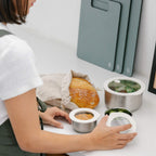 Round Stainless Steel and Glass Dip Bowls