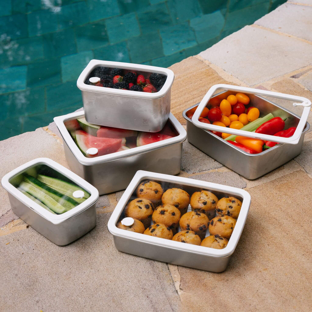 Rectangle Stainless Steel and Glass Containers | 2pk