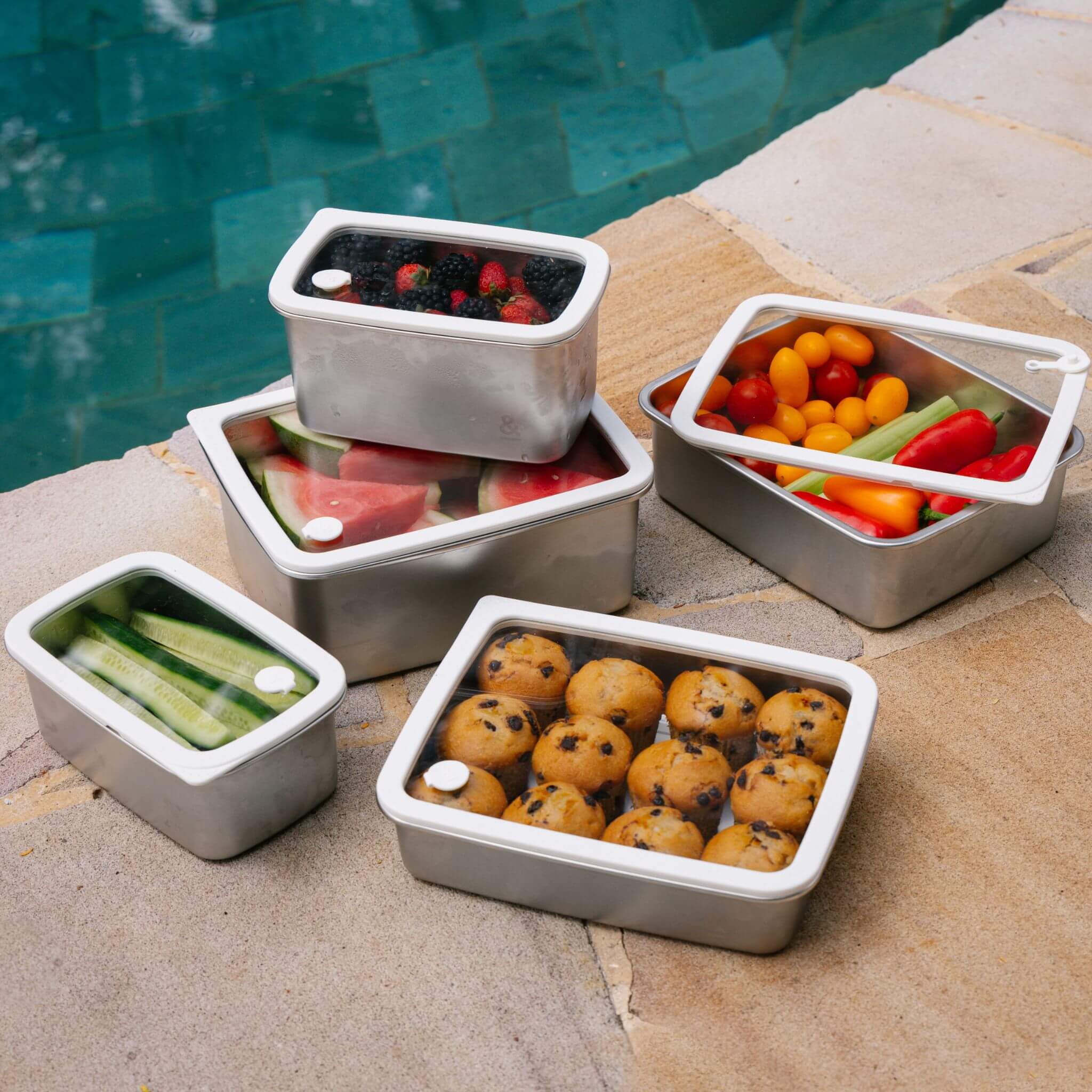 Rectangle Stainless Steel and Glass Containers | 2pk